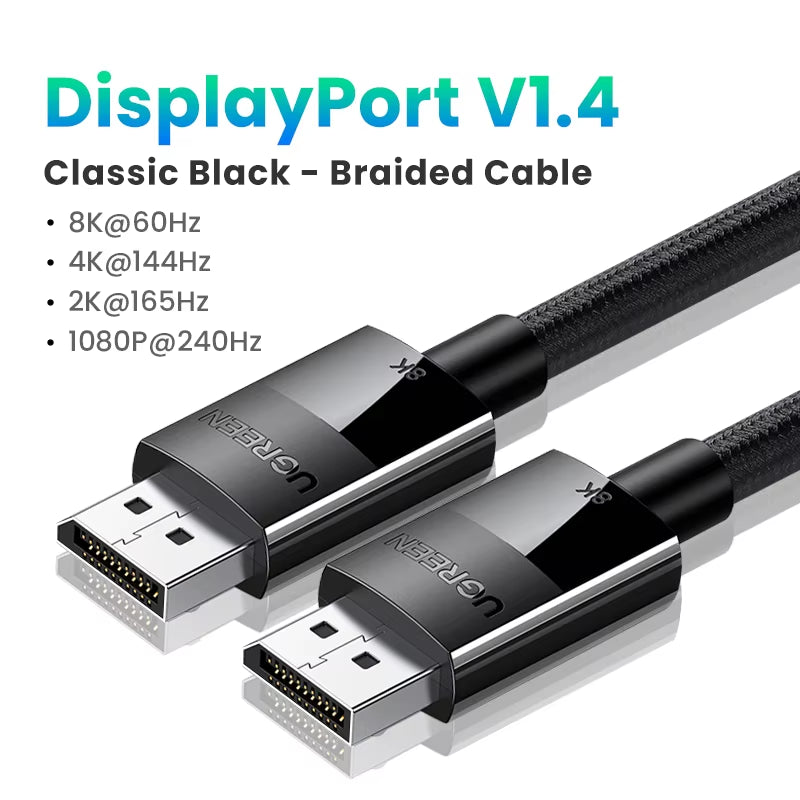 8K Displayport Cable Adapter for monitors, PCs, Gaming and projection
