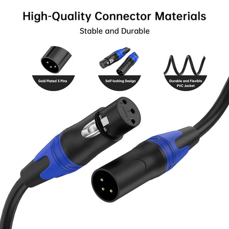 4-Pack XLR Male to Female Audio Cables - High Grade OFC, Low Noise