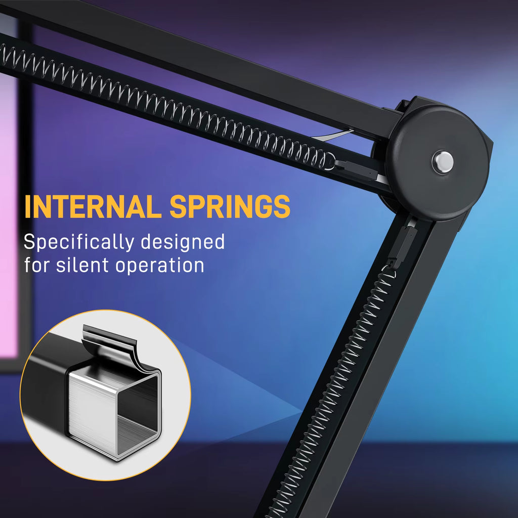 Microphone Boom Arm:Heavy Duty Adjustable Metal Suspension Mic Stand,Upgraded Desk Clamp,3/8" to 5/8" Screw Adapter,Ba37