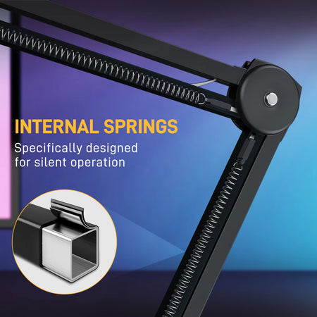 Microphone Boom Arm:Heavy Duty Adjustable Metal Suspension Mic Stand,Upgraded Desk Clamp,3/8" to 5/8" Screw Adapter,Ba37