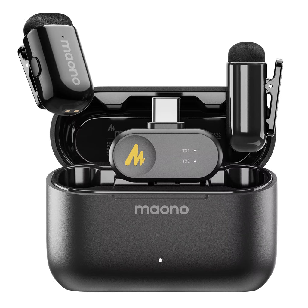 T1Mini Wireless Lapel Microphone AI Noise Cancelling App Control Auto Clipping Recording Streaming Mic for Content Creator