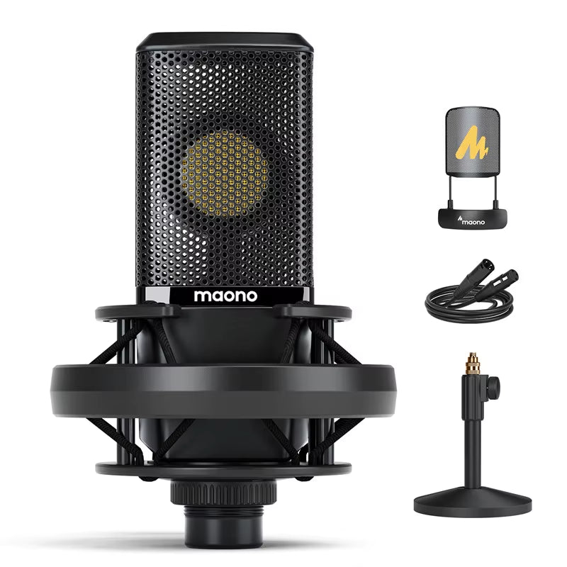 PM500T XLR Condenser Microphone 34Mm Large Diaphragm Microphone Cardioid Studio Mic for Recording,Podcasting,Streaming,Dj