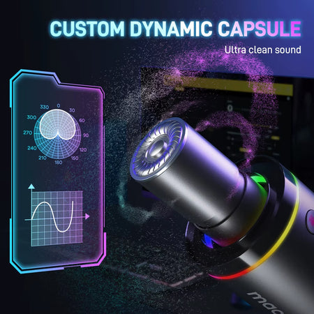 XLR\USB Dynamic Microphone for Gaming Recording Streaming Youtube Metal Mic with Software Tap-To-Mute Gain Knob PD200X