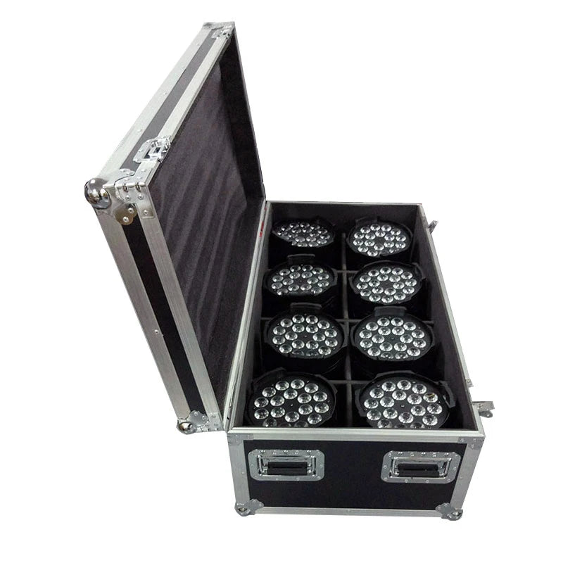 Flight Case with 4/6/8 Pieces LED Par Can 18X18W RGBWA+UV Lighting 6IN1 LED Stage Lighting