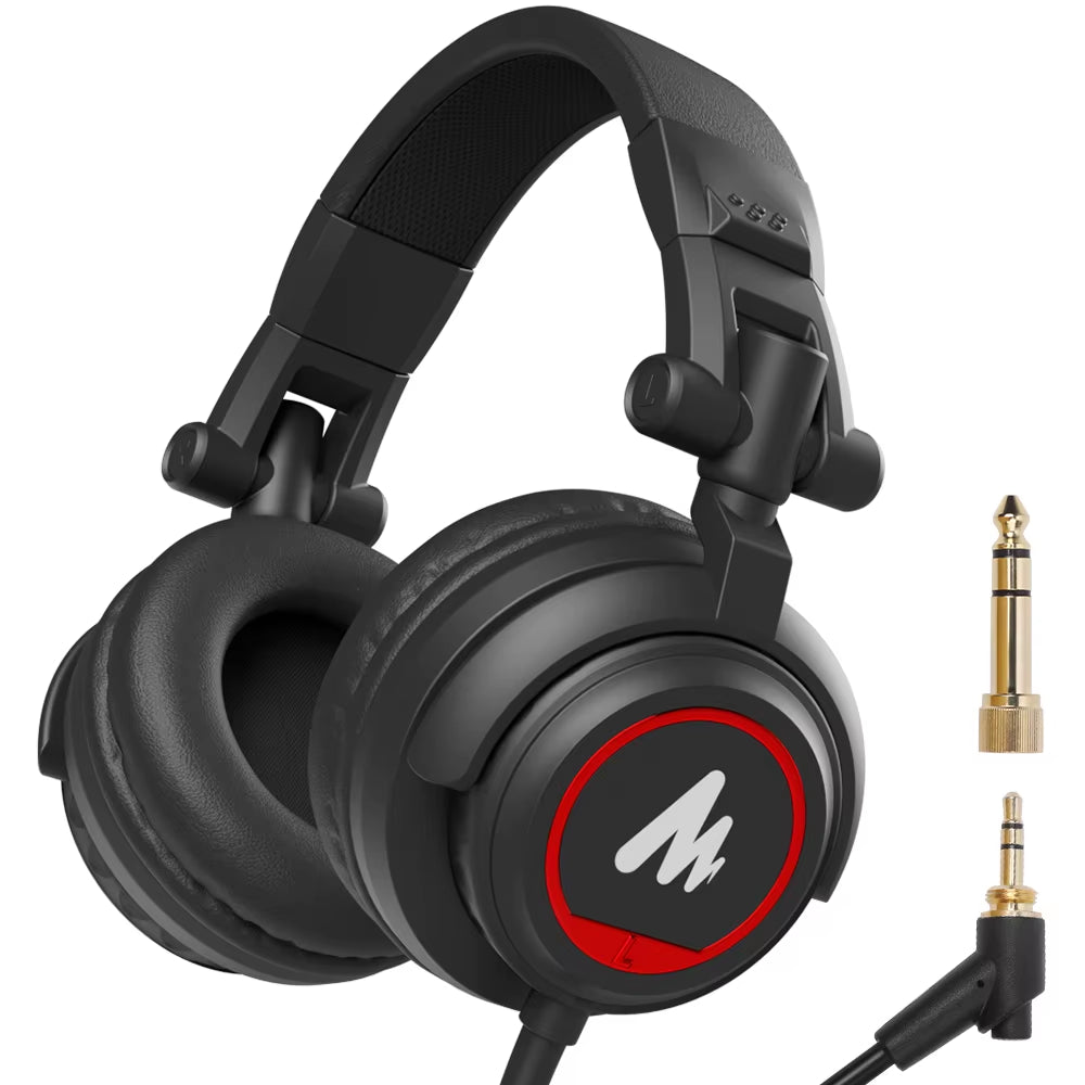 MH601 Professional Studio Monitor Headphones with Detachable Plug & Cable and 50Mm Driver for Dj,Studio,Sound Card