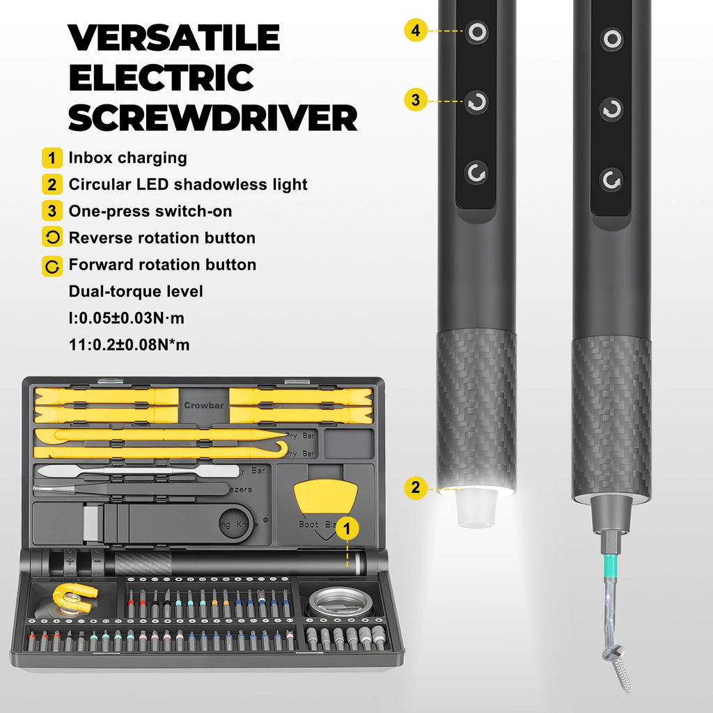71 in 1 Mini Electric Screwdriver Set Precision Cordless Screwdriver with 42 Magnetic Screwdriver Bits Power Repair Tool