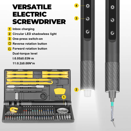 71 in 1 Mini Electric Screwdriver Set Precision Cordless Screwdriver with 42 Magnetic Screwdriver Bits Power Repair Tool