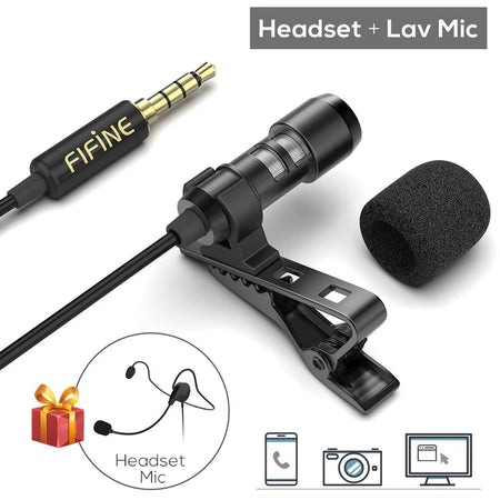 FIFINE New Headset Lavalier Lapel Microphone 