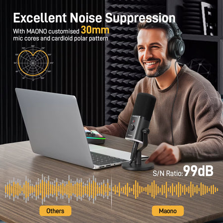 PD100X Dynamic Microphone.Software Noise Reduction Included.Rgb Gaming Mic.Enhances Gaming Experience.Ideal for Recording