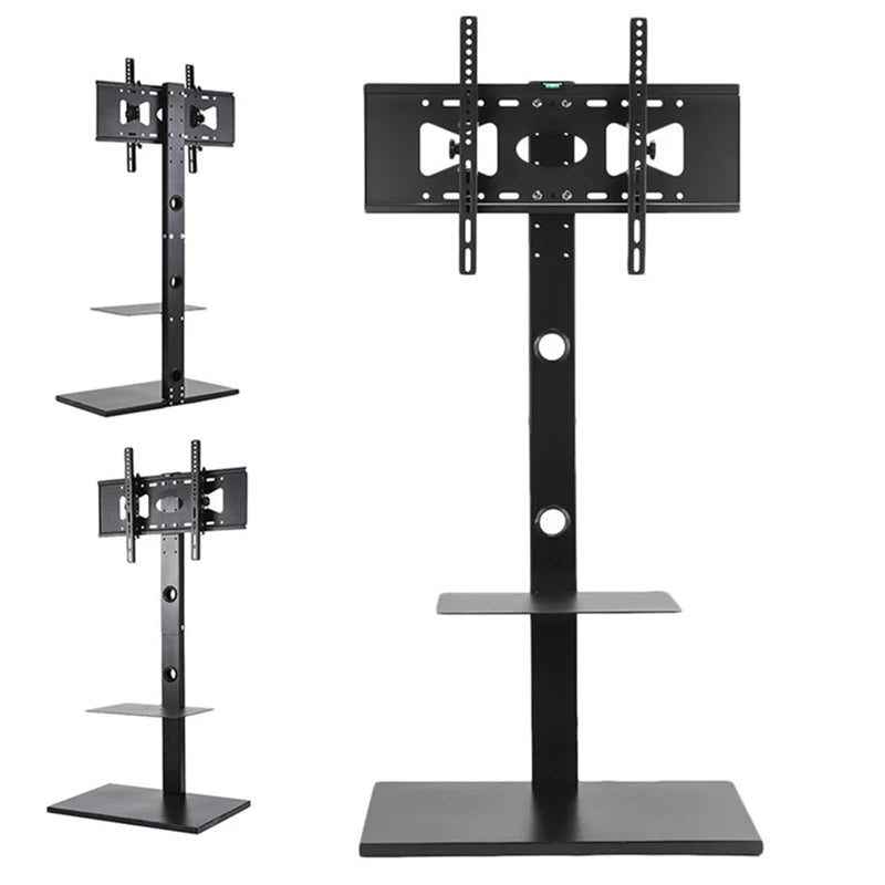 Height Adjustable TV Floor Stand Mount with Shelves for 32-65 Inches LED LCD