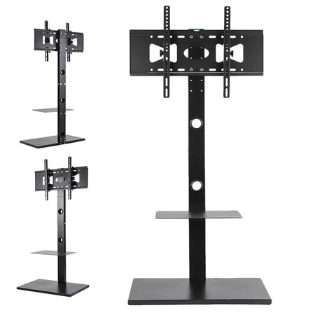 Height Adjustable TV Floor Stand Mount with Shelves for 32-65 Inches LED LCD