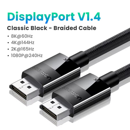 8K Displayport Cable Adapter for monitors, PCs, Gaming and projection