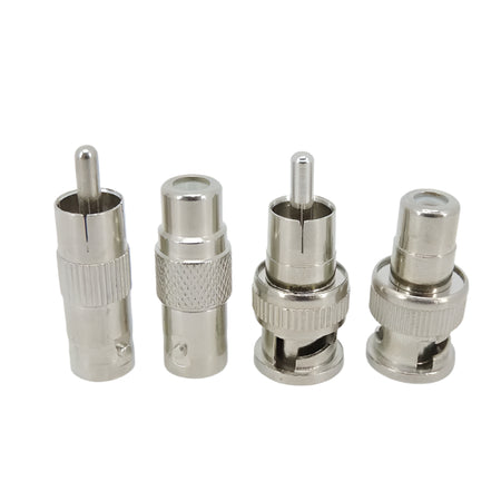 BNC to RCA Adapter Set - Male/Female Connectors for CCTV, Audio, Video (4 Types)