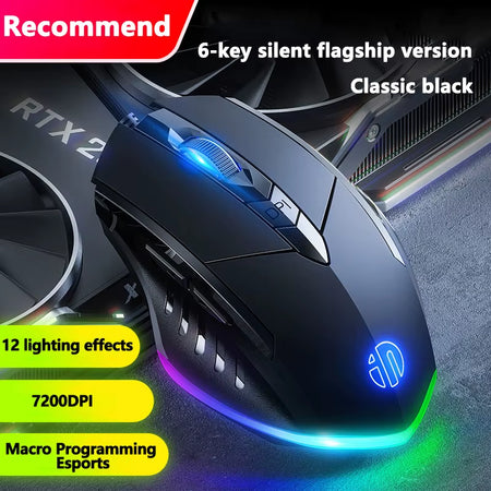 Precision Gaming Mouse - Wired, Silent Click, Macro Support, Adjustable DPI (W1)