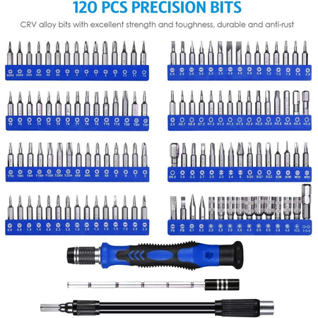Precision Screwdriver Set 142 in 1 Magnetic Repair Tool Kit with 120 Torx Phillips Hex Bits