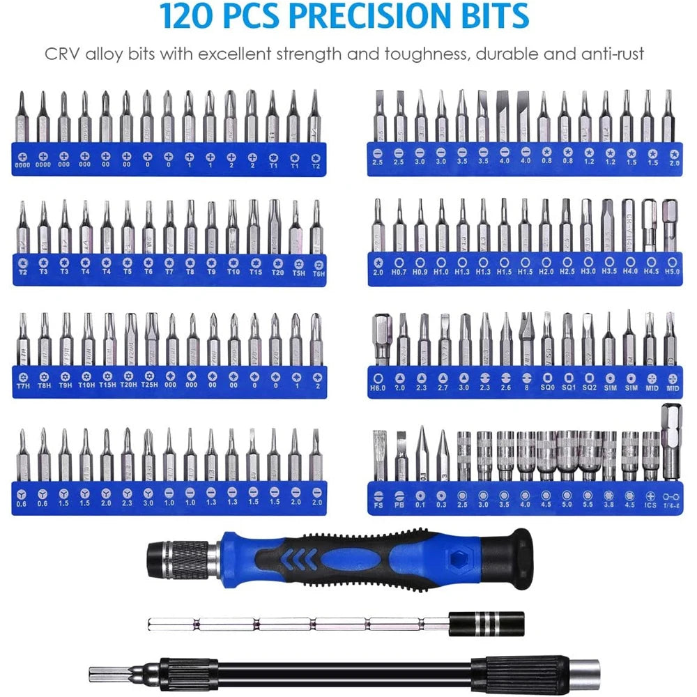 Precision Screwdriver Set 142 in 1 Magnetic Repair Tool Kit with 120 Torx Phillips Hex Bits