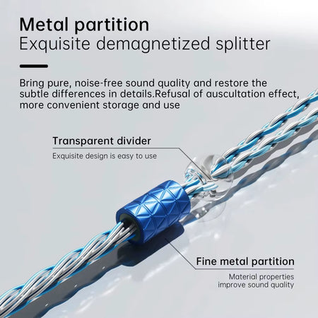 In-ear Monitor Cable Blue and Silver Earphone Wire 