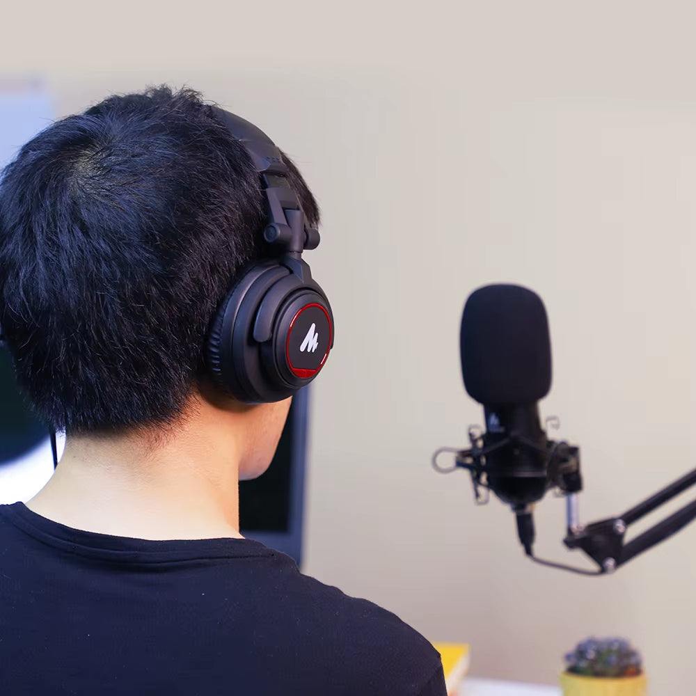 Monitor Headphones 50MM Drivers over Ear Studio Lightweight Foldable Headphones for Smartphone Computer Podcast