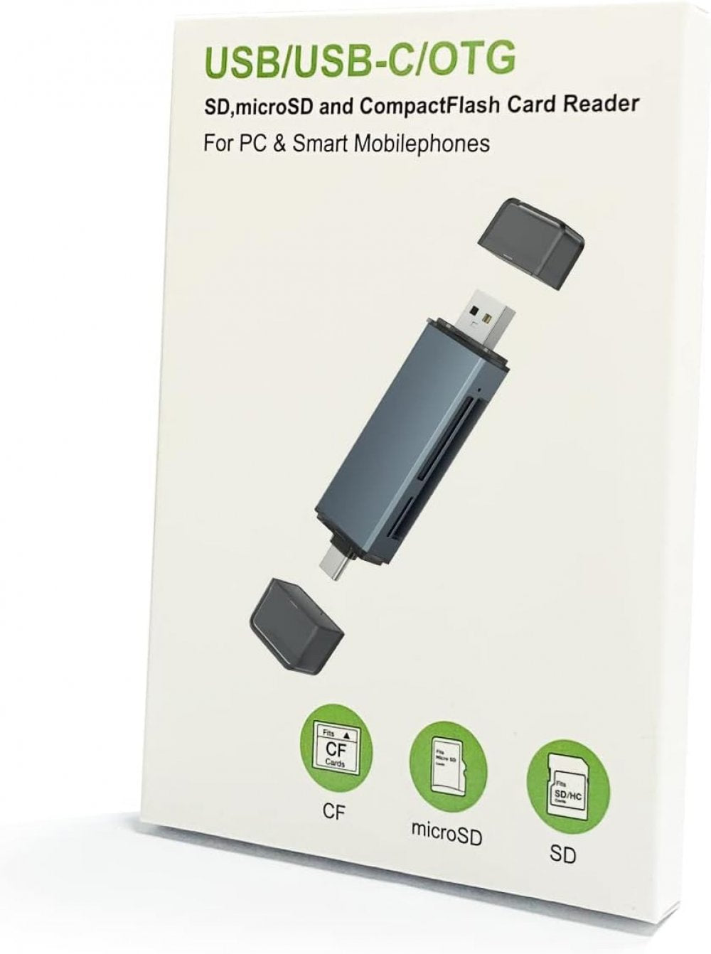 CF/SD/TF Card Reader, Aluminum USB-A and USB C Multi Memory Card Adapter Compact Flash Reader Supports Cf/Sd/Microsd Compatible Macbook Pro Laptop PC
