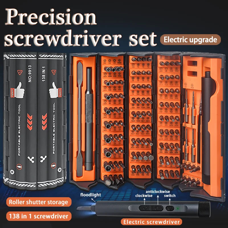 138 in 1 Precision Electric Screwdriver Set Multi-Function Magnetic Repair Tool Kit 