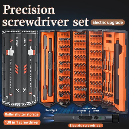 138 in 1 Precision Electric Screwdriver Set Multi-Function Magnetic Repair Tool Kit 