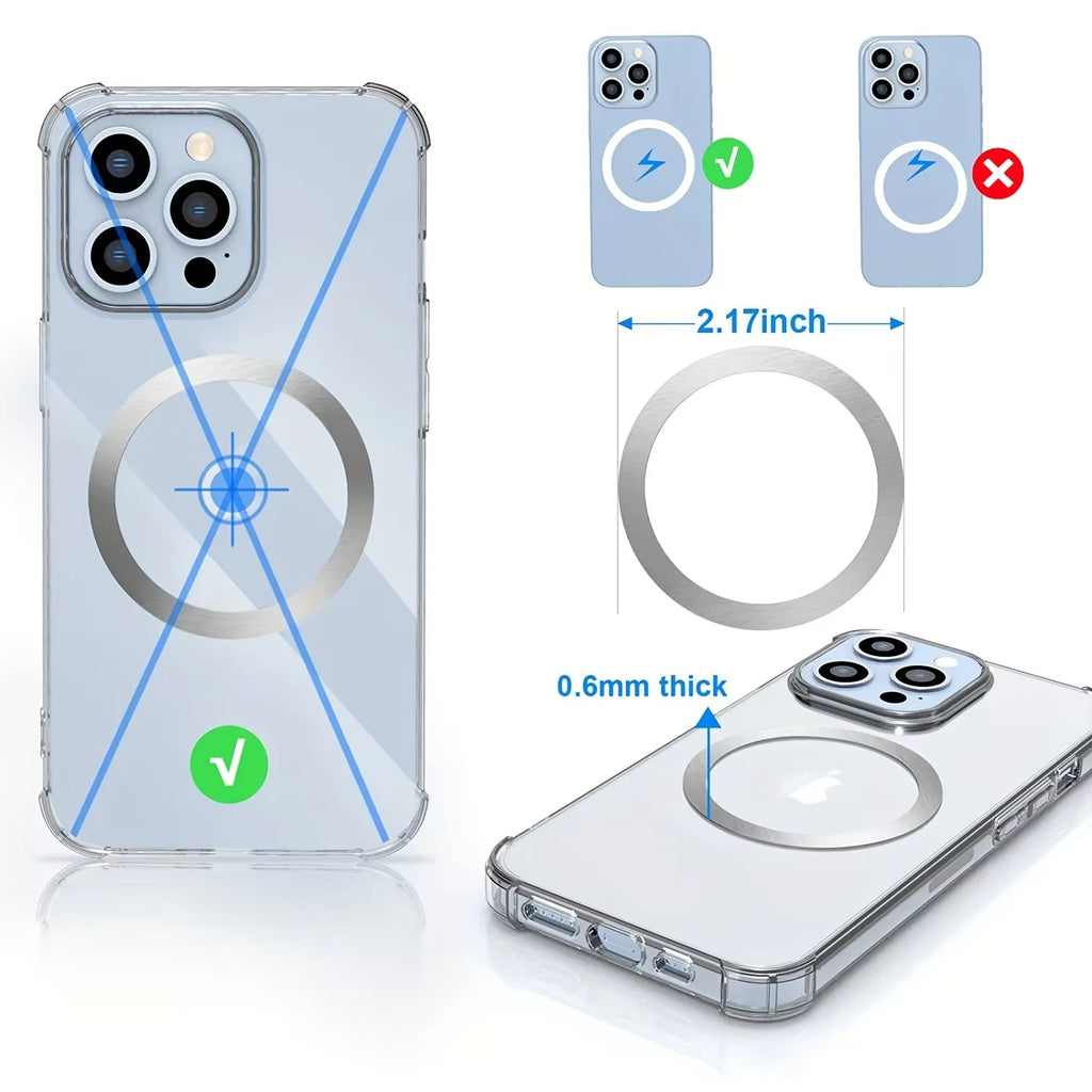 10PCS for Magsafe Magnetic Plate Ring  Stickers Support Wireless Charger Metal Plate Sheet for Iphone Samsung Xiaomi