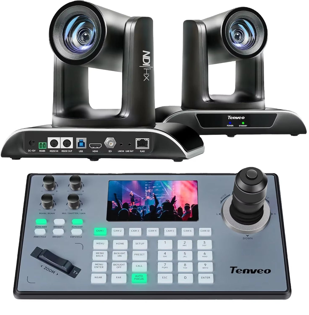 NDI PTZ Camera System (2x 20X Zoom) with 4D Joystick Controller