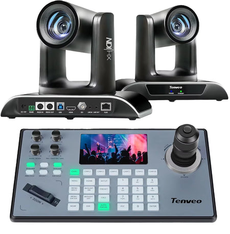 NDI PTZ Camera System (2x 20X Zoom) with 4D Joystick Controller