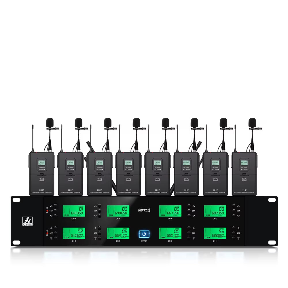 Professional Dynamic Wireless Microphone System 8-Channel Handheld for Stage and Church Performance