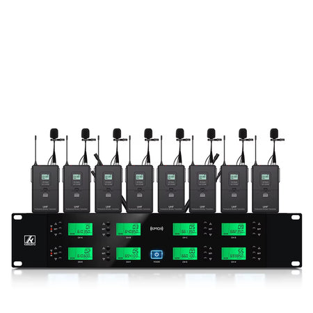 Professional Dynamic Wireless Microphone System 8-Channel Handheld for Stage and Church Performance