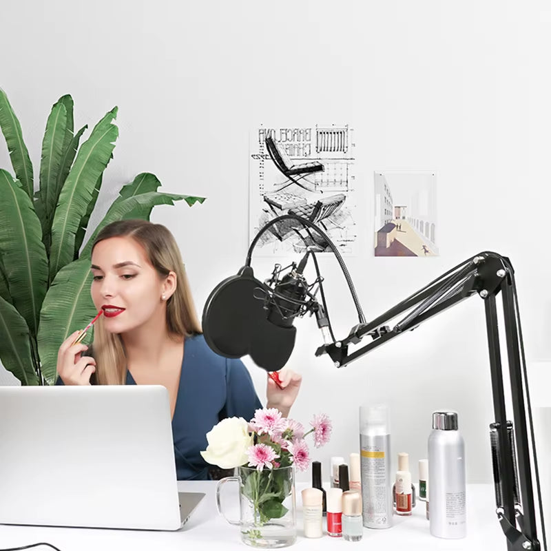 Microphone Suspension Boom Scissor Arm Stand for Professional Podcast Streaming Youtube Microfone