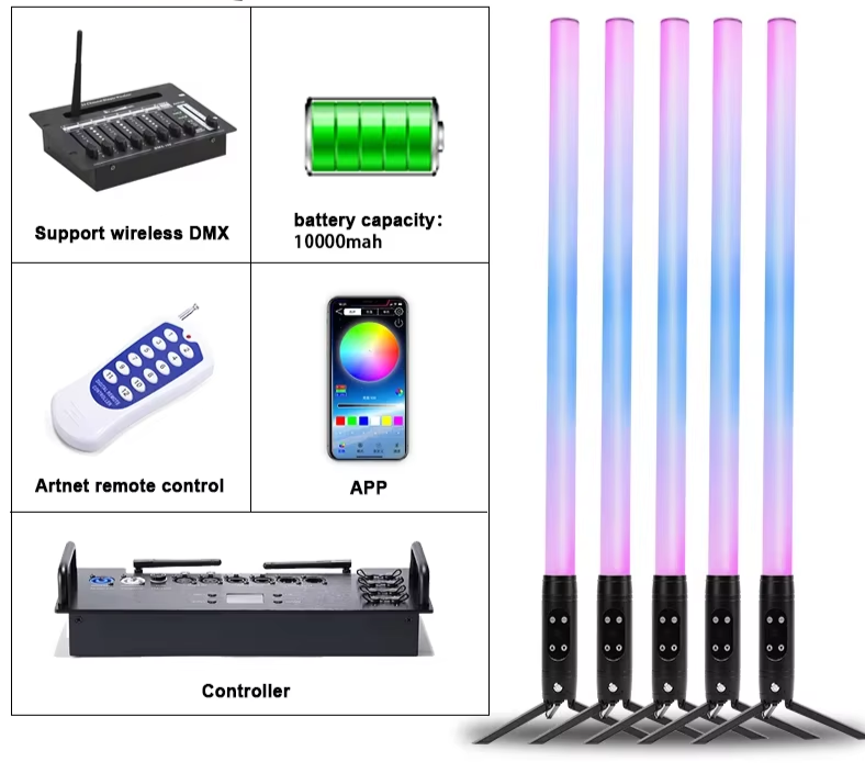 Portable RGB LED Neon Tube Light - Wireless DMX, App, 30 Effects, Outdoor Party