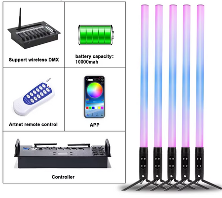 Portable RGB LED Neon Tube Light - Wireless DMX, App, 30 Effects, Outdoor Party