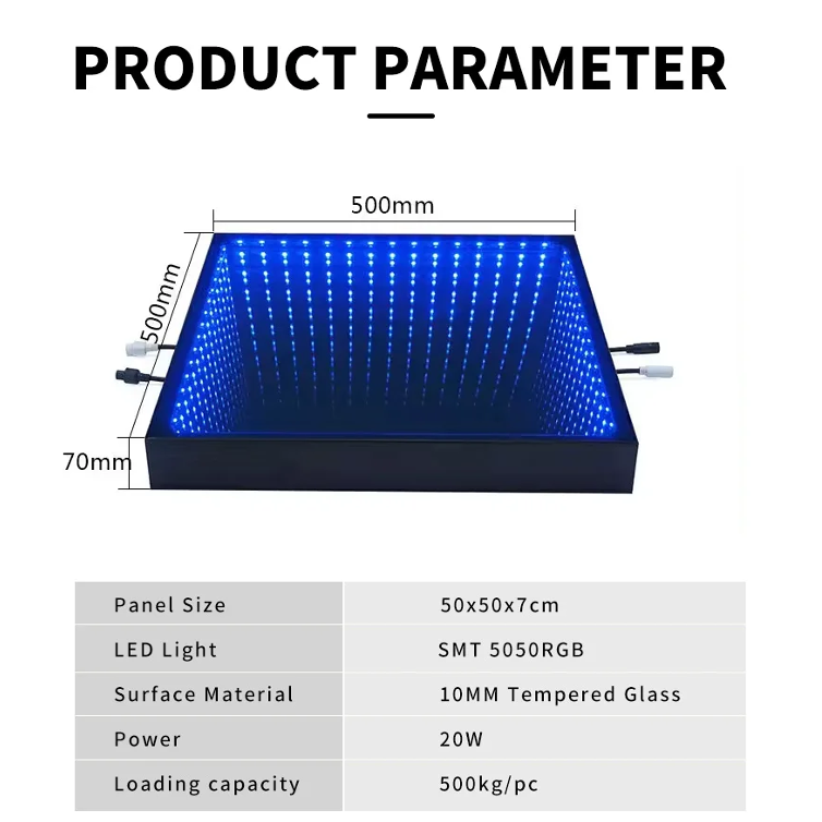 Lighted Tempered Glass 3D Dance Floor for DJ, Wedding & Disco