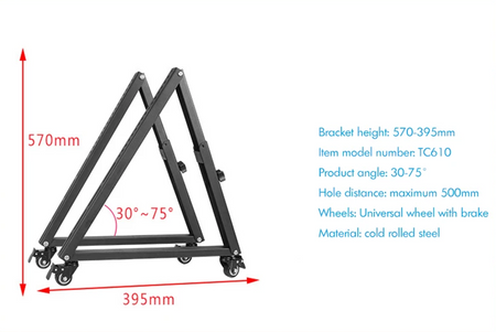 Low Height Mobile Rolling Monitor, TV Floor Stand (Pair) with Wheels, 32-55 Inch, 30° Adjustable Viewing Angle 