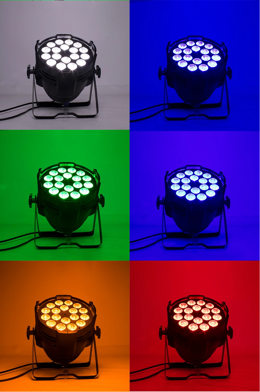 2Pcs High-Power Aluminum LED Pars - 18x18W RGBWA+UV & 18x12W 6-in-1