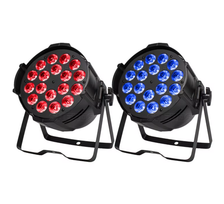 2Pcs High-Power Aluminum LED Pars - 18x18W RGBWA+UV & 18x12W 6-in-1