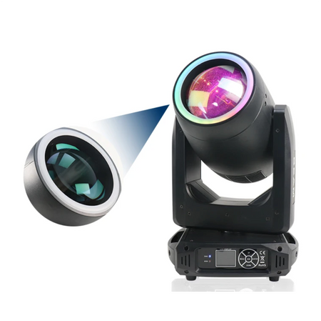 250W Zoom Beam Moving Head stage Light with Rotating Rainbow Effect