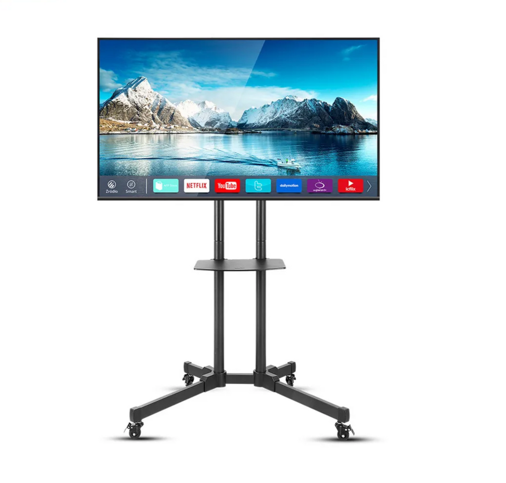 32-70 Inch Screen Height Adjustable Mobile TV Stand on Wheels 