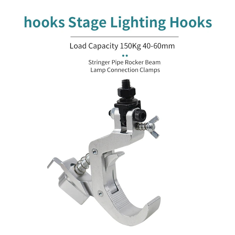 10Pcs Stage Light Truss Hanging Hooks 150Kg 40-60mm Lights Truss Open Hooks