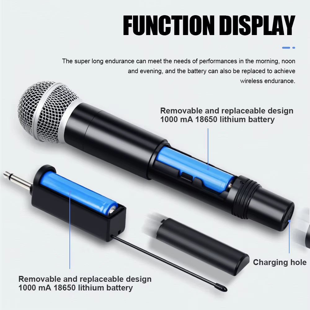 2 Channel UHF Fixed Frequency Dynamic Wireless Microphone