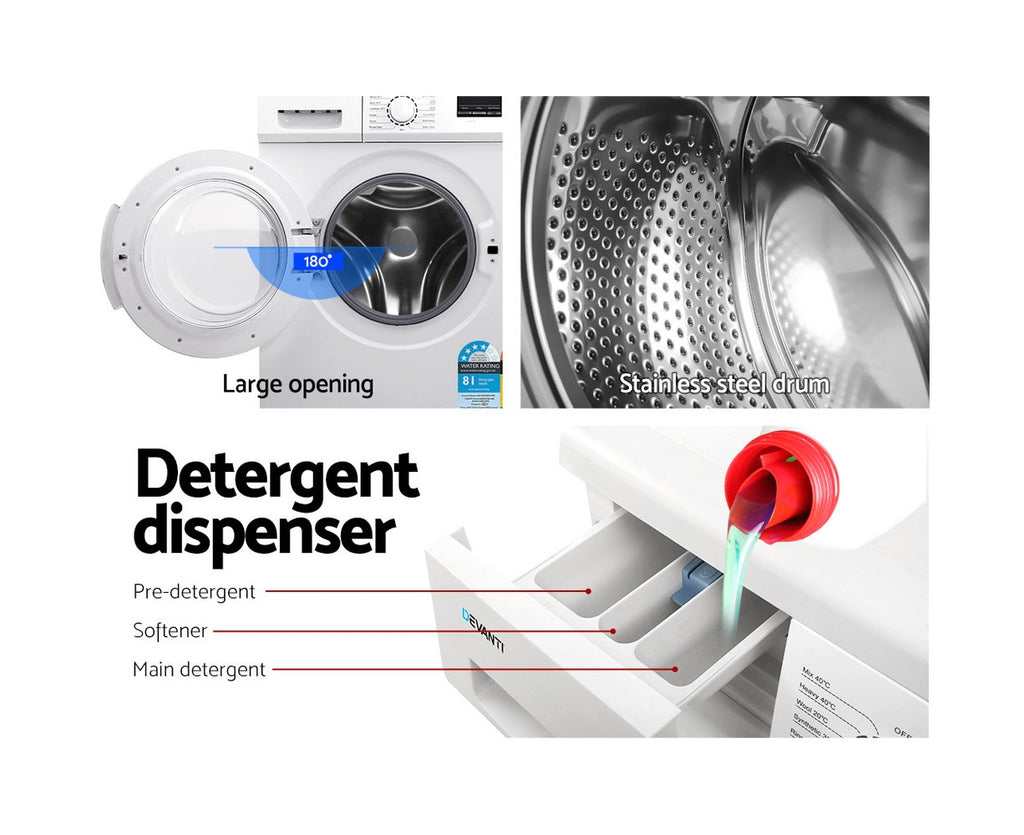 8Kg Front Load Washing Machine White