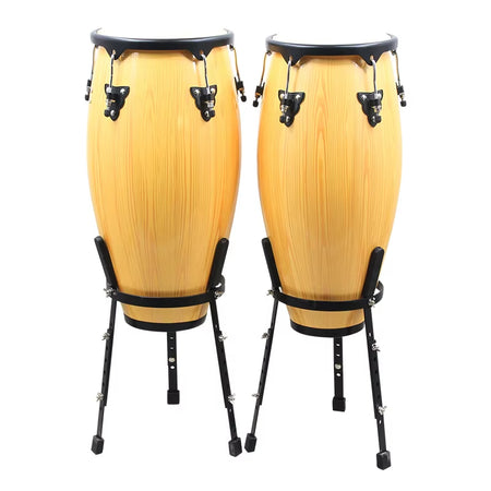 Orff Conga Latin Drum 10", 11", 12" Buffalo Leather Tambourine with Stand