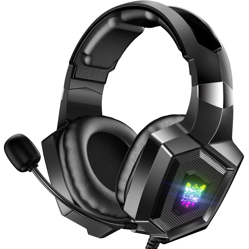 Wired Gaming Headset - K8 with RGB Lights, Flexible HD Microphone, Surround Sound for PC & Xbox