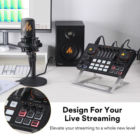 AME2 Portable Audio Interface All in One DJ Mixer for Recording, Live Streaming, Podcast 