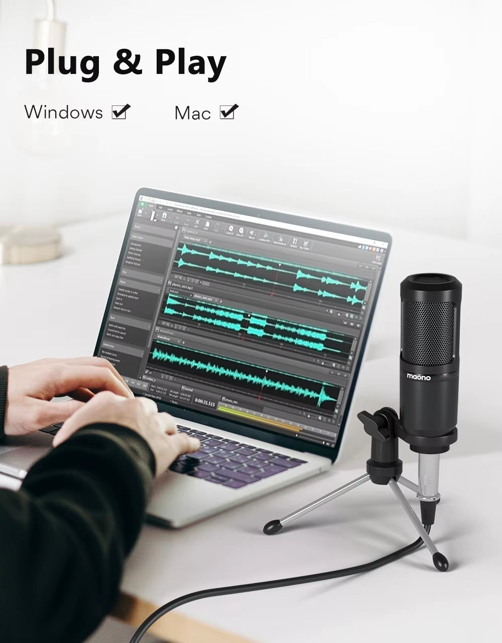 PM360TR Podcast Condenser Microphone for Computer, Laptop, Smart Phones, Recording and live streaming