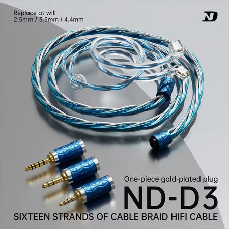 In-ear Monitor Cable Blue and Silver Earphone Wire 