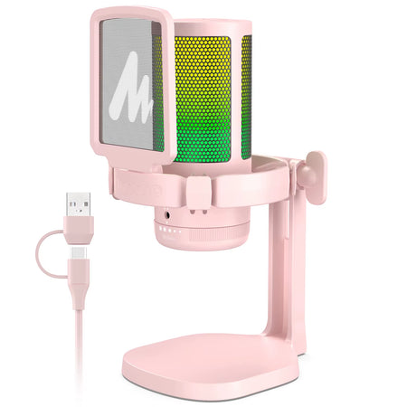 Gamerwave DGM20 USB Type-C Microphone with RGB Lights Mute Zero Latency Monitoring Podcasting Mic for Gaming Streaming