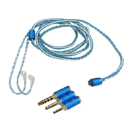 In-ear Monitor Cable Blue and Silver Earphone Wire 