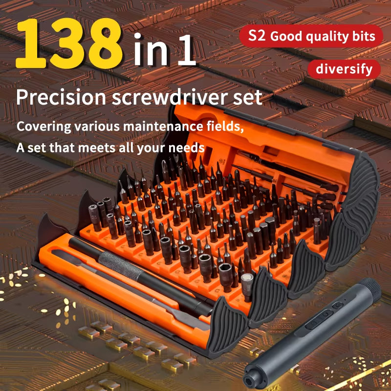 138 in 1 Precision Electric Screwdriver Set Multi-Function Magnetic Repair Tool Kit 